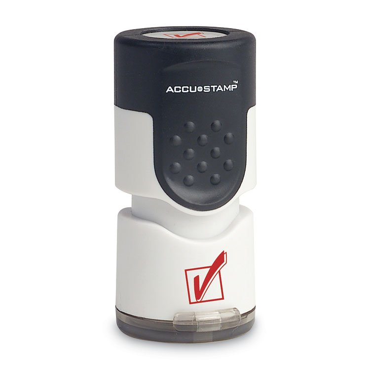 ACCUSTAMP Pre-Inked Round Stamp, Check Mark, 0.63" dia, Red (COS035658)