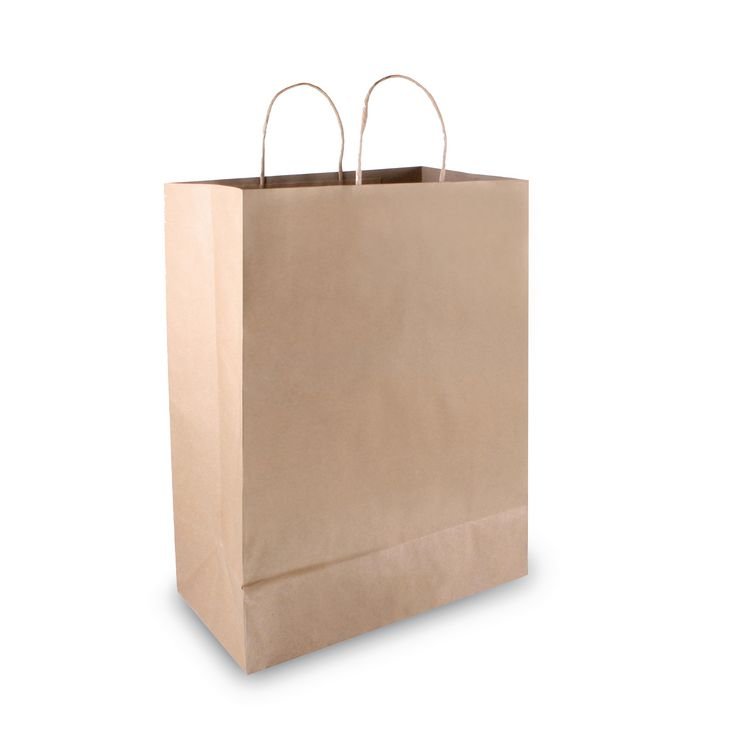 COSCO Premium Shopping Bag, Rope Handles, 12" x 6.5" x 17", Kraft, 50/Box (COS091566)