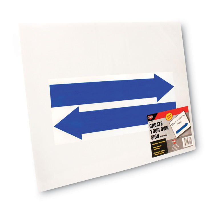 COSCO Stake Sign, Blank White, Includes Directional Arrows, 15 x 19 (COS098055)