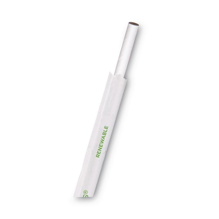 Eco-Products Jumbo Wrapped Paper Straw, 7.75", 6 mm Diameter, White, 3,000/Carton (ECOEPSTP76WHT)