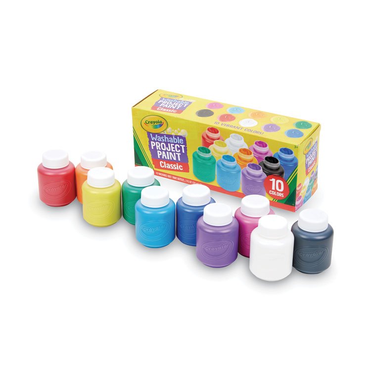 Crayola Washable Watercolor Project Paint, Assorted Classic Colors, 2 oz Bottle, 10/Pack (CYO541205)