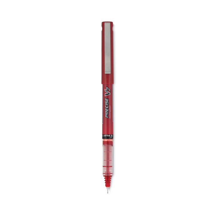Pilot Precise V7 Rollerball Pen, Stick, Fine 0.7 mm, Red Ink, Red/Clear Barrel, Dozen (PIL35352)