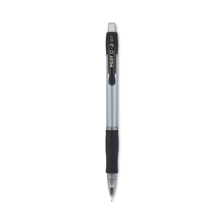 Pilot G2 Mechanical Pencil, 0.7 mm, HB (#2), Black Lead, Clear/Black Barrel, Dozen (PIL51015)