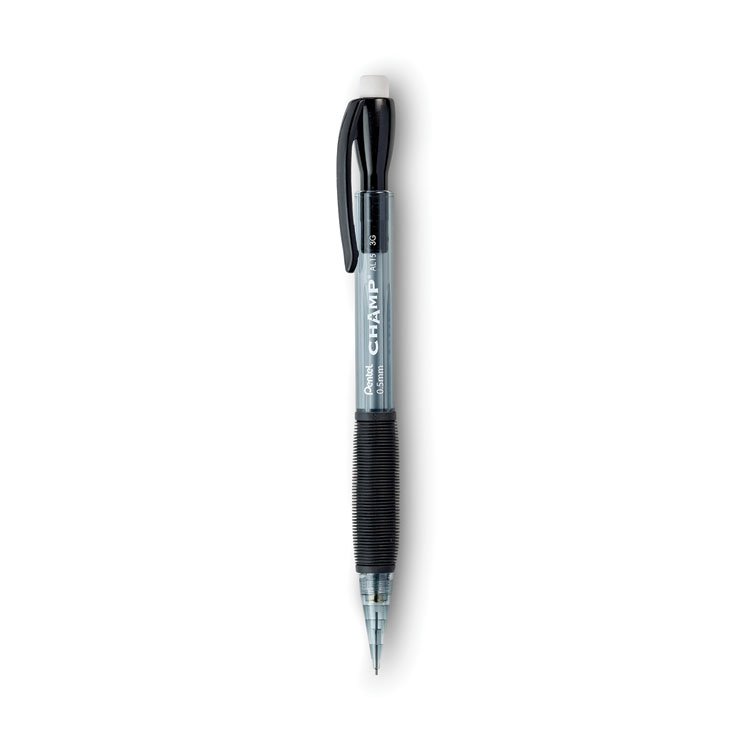 Pentel Champ Mechanical Pencil, 0.5 mm, HB (#2), Black Lead, Translucent Gray Barrel, Dozen (PENAL15A)