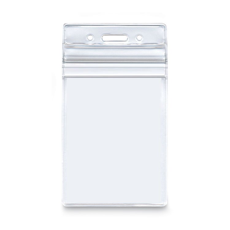 Advantus Resealable ID Badge Holders, Vertical Orientation, Transparent Frost 2.68" x 5" Holder, 2.38" x 3.75" Insert, 50/Pack (AVT75524)
