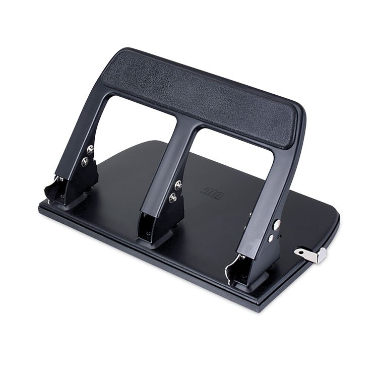 Officemate 40-Sheet Three-Hole Punch with Padded Handle, 9/32" Holes, Black (OIC90089)