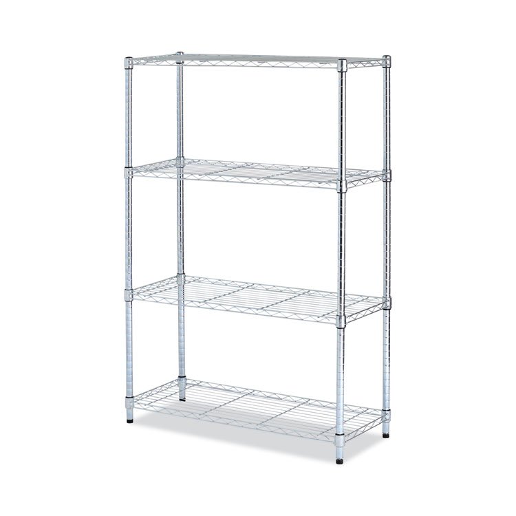 Alera Residential Wire Shelving, Four-Shelf, 36w x 14d x 54h, Silver (ALESW843614SR)