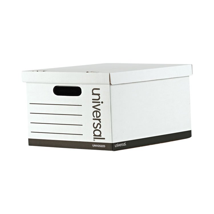 Universal Basic-Duty Economy Record Storage Boxes, Letter/Legal Files, 12" x 15" x 10", White, 10/Carton (UNV25223)