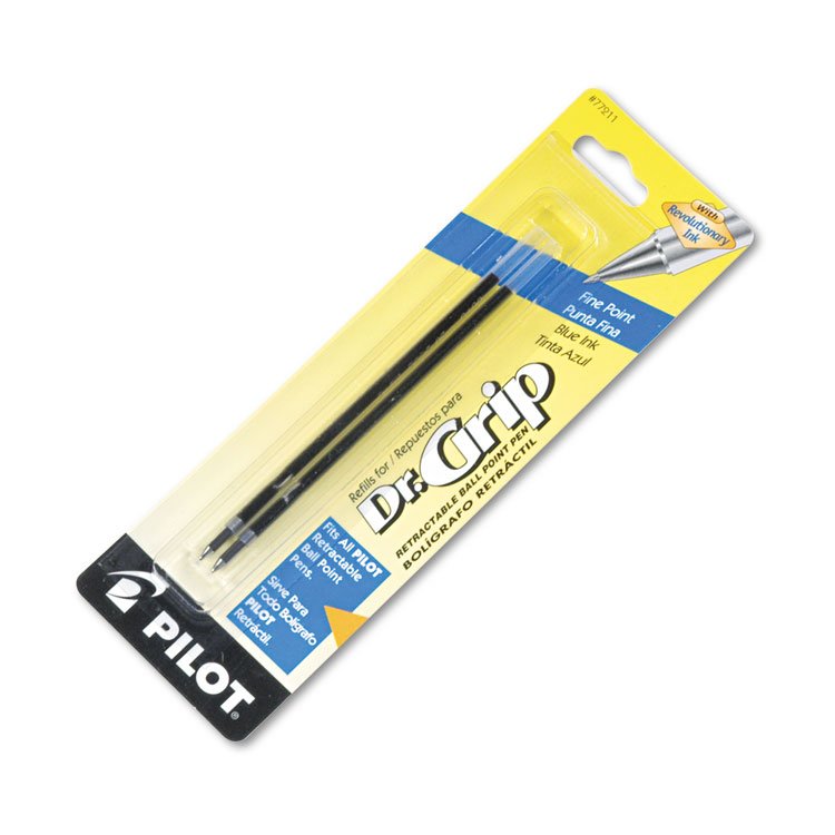Pilot Refill for Dr. Grip, Easytouch, B2P and Rex Grip BeGreen Retractable Ballpoint Pens, Fine Conical Tip, Blue Ink, 2/Pack (PIL77211)