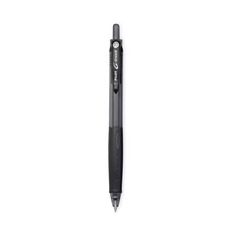 Pilot G-Knock BeGreen Gel Pen, Retractable, Fine 0.7 mm, Black Ink, Smoke/Black Barrel, Dozen (PIL31506)