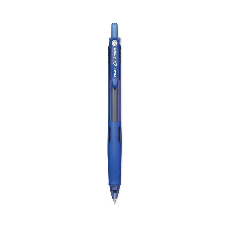 Pilot G-Knock BeGreen Gel Pen, Retractable, Fine 0.7 mm, Blue Ink, Translucent Blue/Blue Barrel, Dozen (PIL31507)