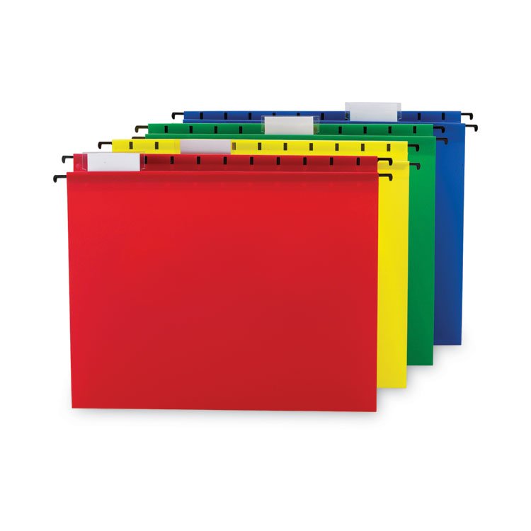 Smead Poly Hanging Folders, Letter Size, 1/5-Cut Tabs, Assorted Colors, 12/Pack (SMD64026)