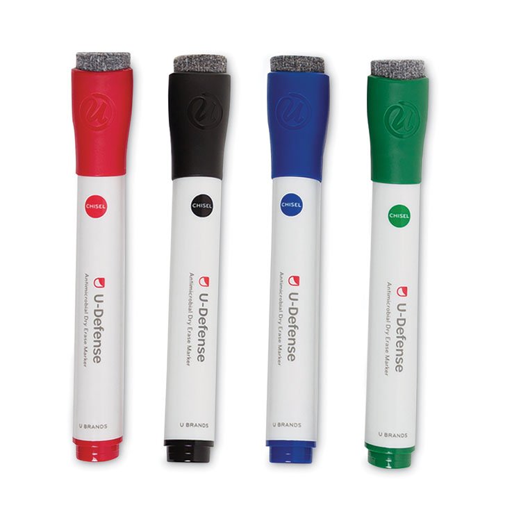 U Brands U-Defense Antimicrobial Dry-Erase Markers, Chisel Tip, Assorted Colors, 24/Pack (UBR3285U0012)