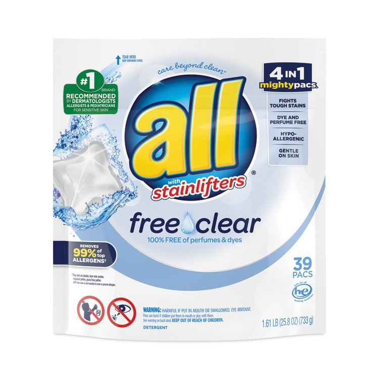 DIAL PROFESSIONAL MIGHTY PACS Free Clear Super Concentrated HE Laundry Detergent, 39/Pack (DIA73978EA)