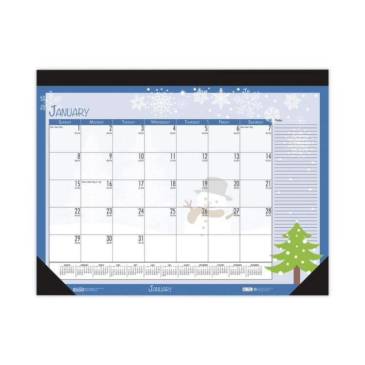 House of Doolittle Recycled Desk Pad Calendar, Illustrated Seasons Artwork, 18.5 x 13, Black Binding/Corners,12-Month (Jan to Dec): 2026 (HOD1396)