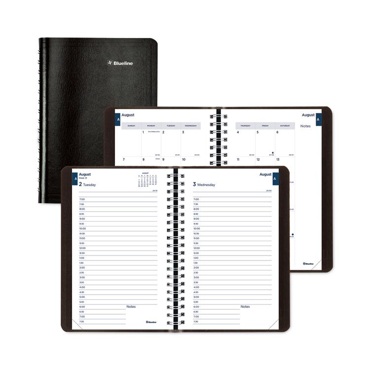 Blueline Academic Daily/Monthly Planner, 8 x 5, Black Cover, 12-Month (Aug to July): 2025 to 2026 (REDCA201BLK)
