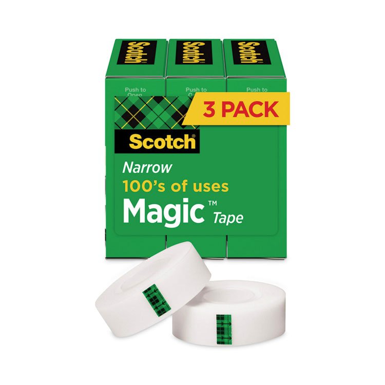 Scotch Magic Tape Refill, 1" Core, 0.5" x 36 yds, Clear, 3/Pack (MMM810H3)