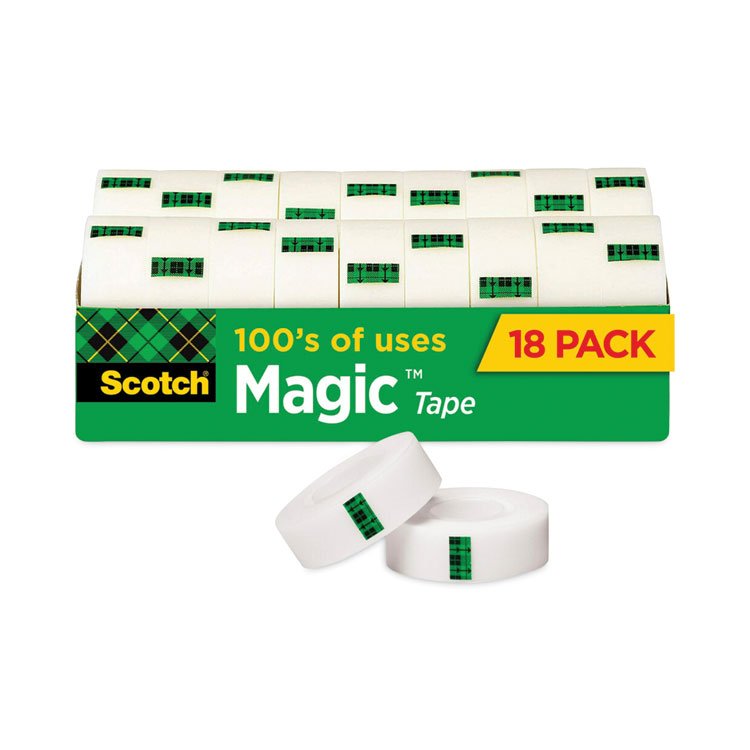 Scotch Magic Tape Cabinet Pack, 1" Core, 0.75" x 83.33 ft, Clear, 18/Pack (MMM810K18CP)