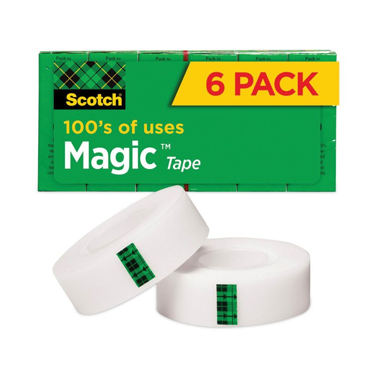 Scotch Magic Tape Refill, 1" Core, 0.75" x 36 yds, Clear, 6/Pack (MMM8106PK)