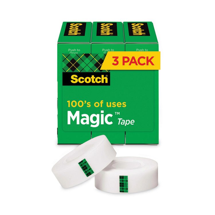 Scotch Magic Tape Refill, 3" Core, 1" x 72 yds, Clear, 3/Pack (MMM810723PK)