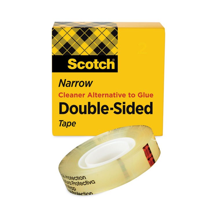Scotch Double-Sided Tape, 1" Core, 0.5" x 75 ft, Clear (MMM66512900)