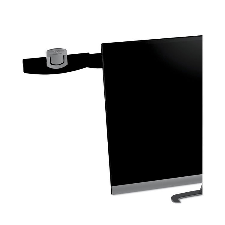 3M Swing Arm Copyholder, Adhesive Monitor Mount, 30 Sheet Capacity, Plastic, Black/Silver Clip (MMMDH240MB)