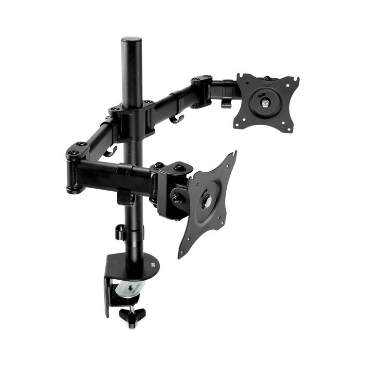 3M Dual Monitor Mount, For 27" Monitors, 360 Degree Rotation, +45 Degree/-45 Degree Tilt, 90 Degree Pan, Black, Supports 20 lb (MMMMM200B)
