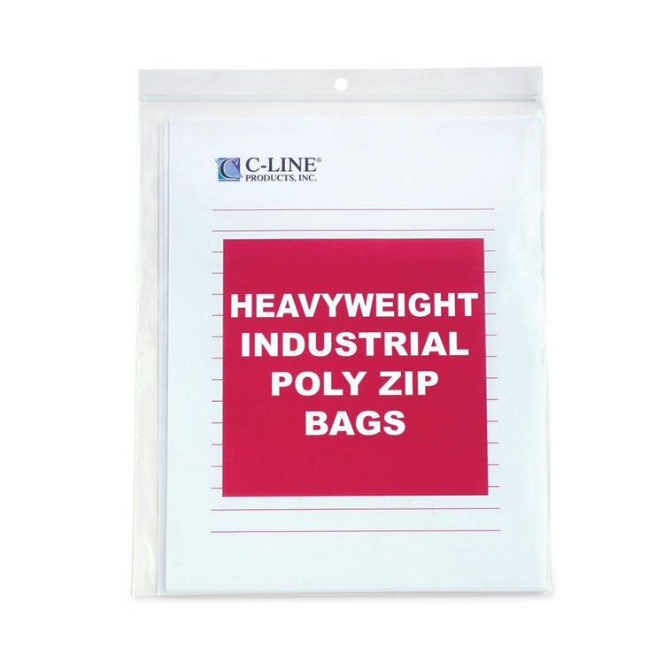 C-Line Heavyweight Industrial Poly Zip Bags, 8.5" x 11", Clear, 50/Box (CLI47911)