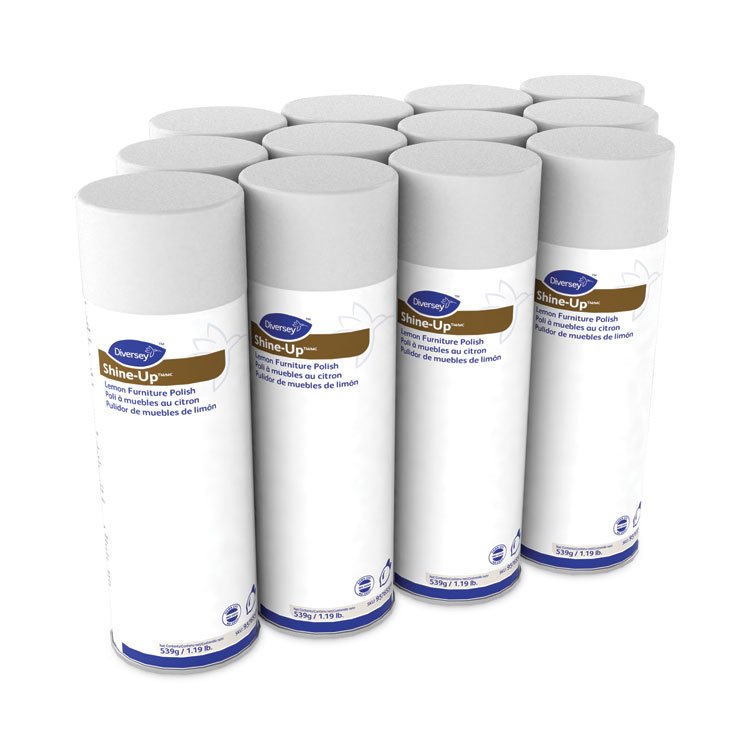Diversey Shine-Up Furniture Cleaner, Lemon Scent, 13.8 oz Aerosol Spray, 12/Carton (DVO95765571)
