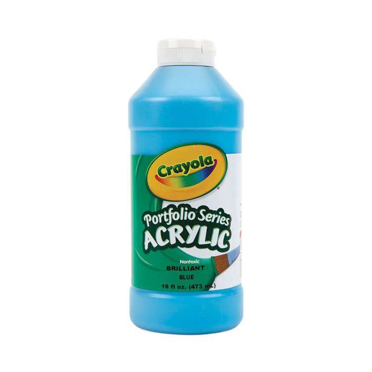 Crayola Portfolio Series Acrylic Paint, Brilliant Blue, 16 oz Bottle (CYO204016570)
