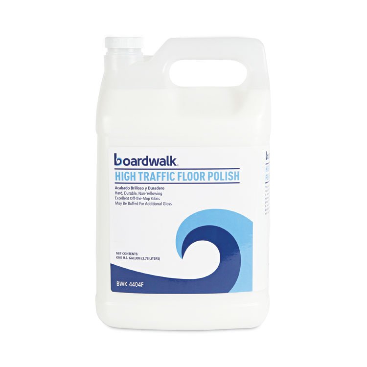 Boardwalk High Traffic Floor Polish, Apply 3 to 5 Coats per Application, Unscented, 1 gal Bottle (BWK4404FEA)