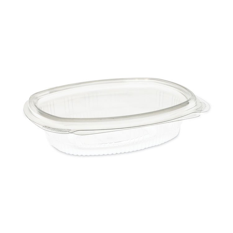 Pactiv Evergreen EarthChoice Recycled PET Hinged Container, 8 oz, 4.92 x 5.87 x 1.32, Clear, Plastic, 200/Carton (PCT0CA910080000)