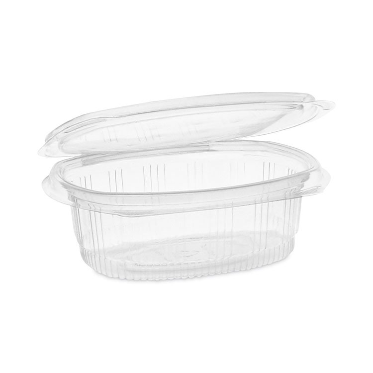 Pactiv Evergreen EarthChoice Recycled PET Hinged Container, 16 oz, 4.92 x 5.87 x 2.48, Clear, Plastic, 200/Carton (PCT0CA910160000)
