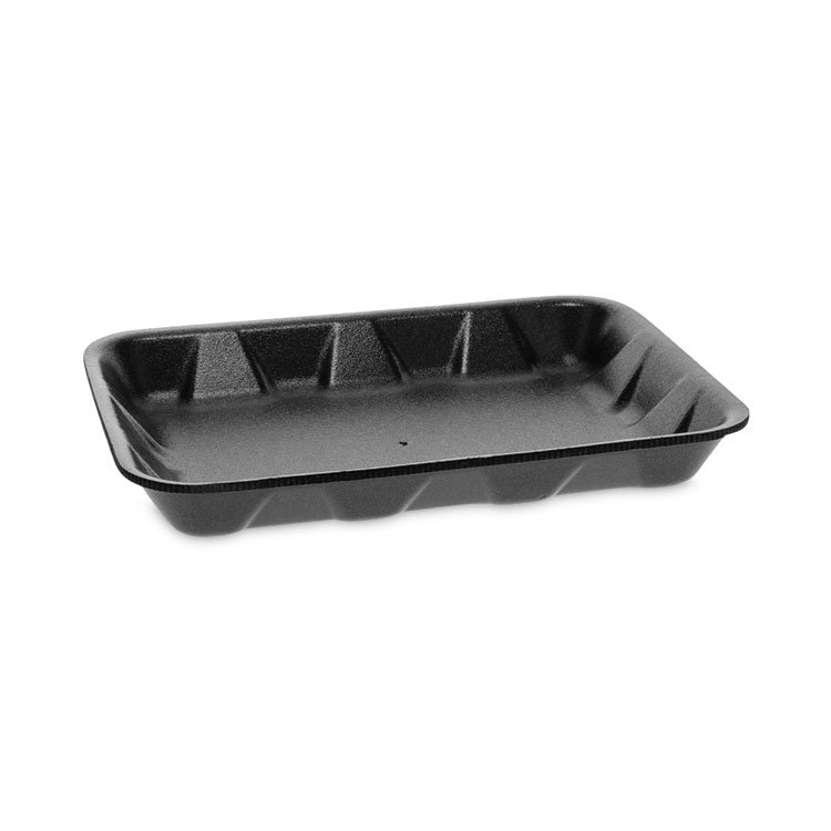 Pactiv Evergreen Supermarket Tray, #4D1, 9.5 x 7 x 1.25, Black, Foam, 500/Carton (PCT0TFB04D10000)