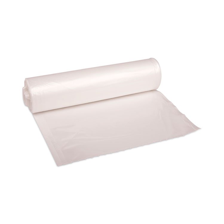 Boardwalk High Density Industrial Can Liners Coreless Rolls, 30 gal, 16 mic, 30" x 37", Natural, Perforated, 25 Bags/Roll, 20 Rolls/CT (BWKRH3037S)