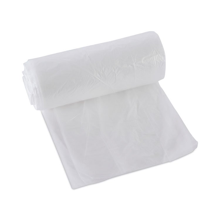 Boardwalk High-Density Can Liners, 10 gal, 6 mic, 24" x 23", Natural, Perforated Roll, 50 Bags/Roll, 20 Rolls/Carton (BWK242306)