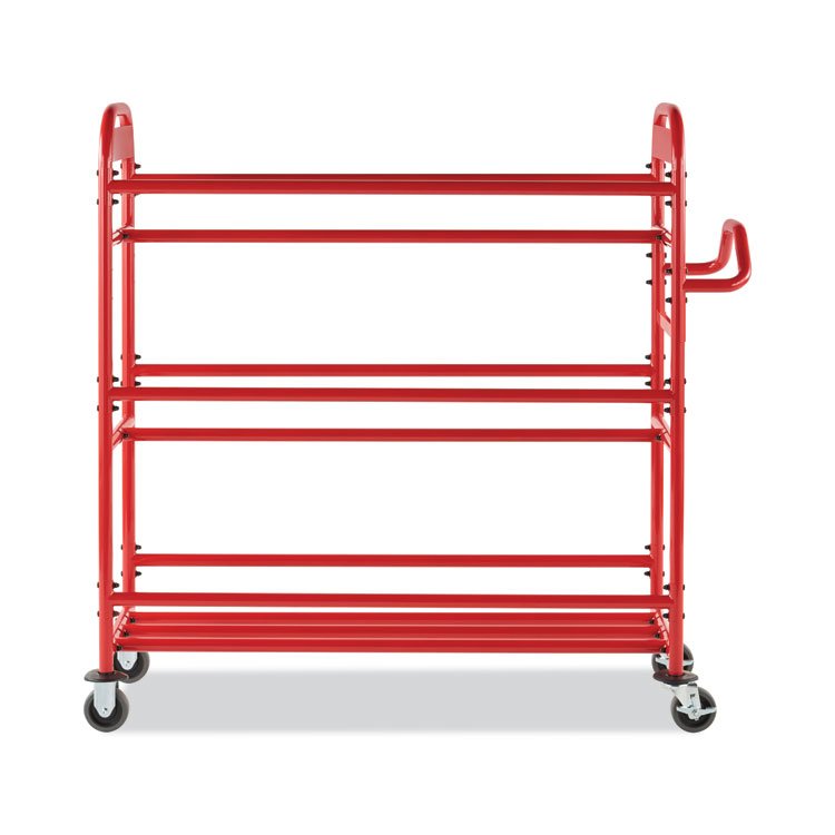 Rubbermaid Commercial Tote Picking Cart, Metal, 3 Shelves, 450 lb Capacity, 57" x 18.5" x 55", Red (RCP2144269)
