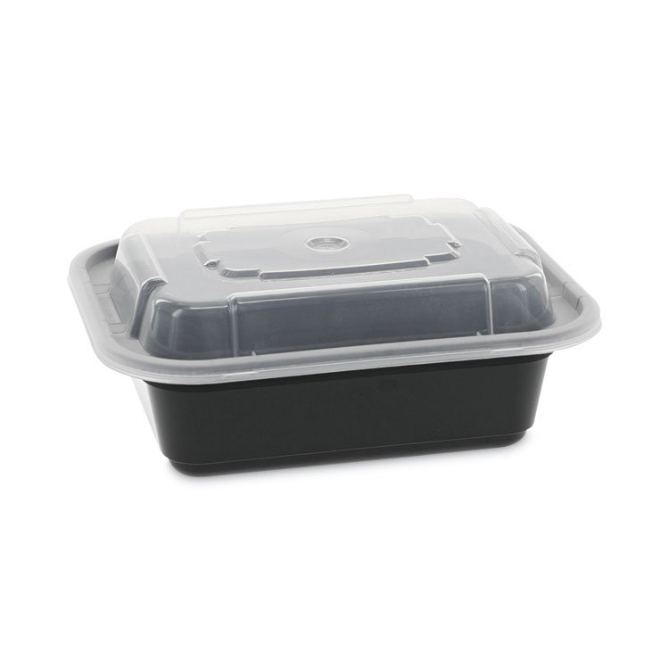 Pactiv Evergreen Newspring VERSAtainer Microwavable Containers, 12 oz, 4.5 x 5.5 x 1.75, Black/Clear, Plastic, 150/Carton (PCTNC818B)