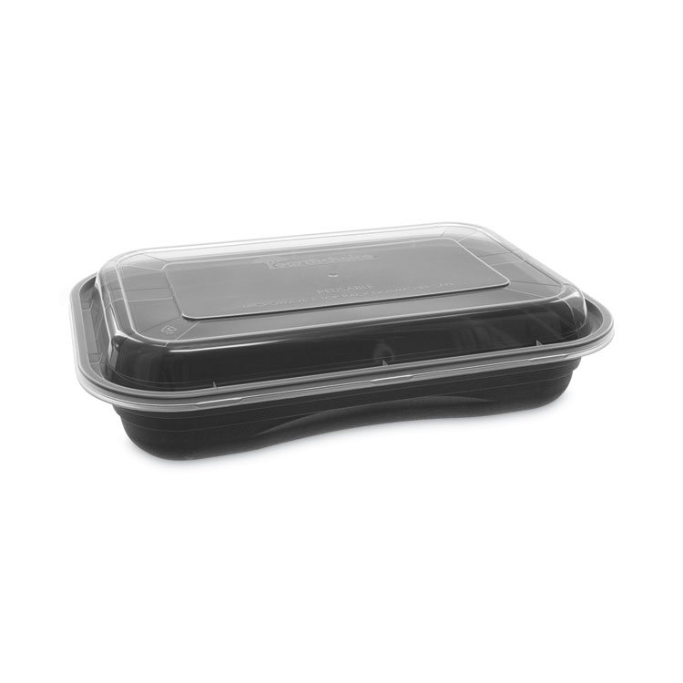 Pactiv Evergreen EarthChoice Versa2Go Microwaveable Container, 27 oz, 8.4 x 5.6 x 1.4, Black/Clear, Plastic, 150/Carton (PCTNV2GRT2786B)