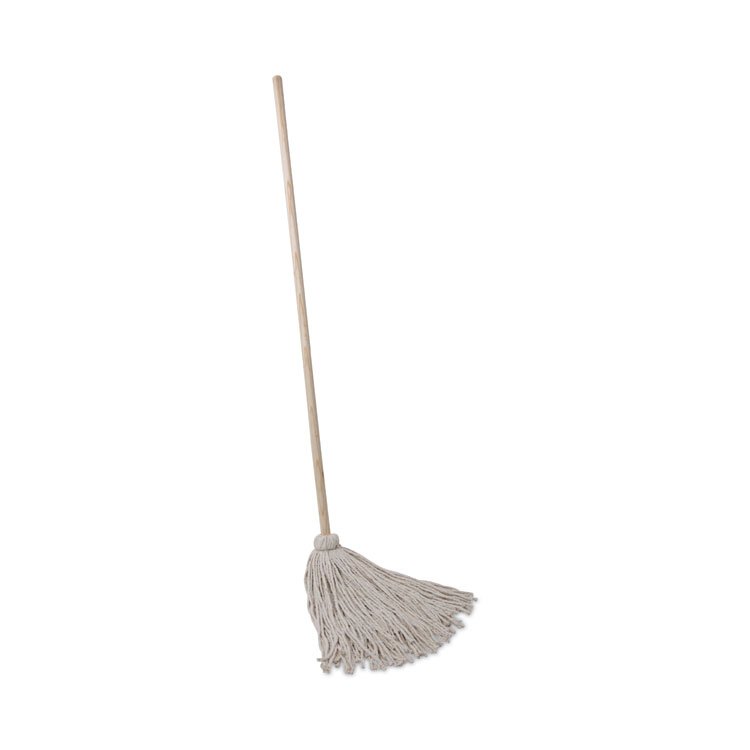 Boardwalk Handle/Deck Mops, #24 White Cotton Head, 54" Natural Wood Handle, 6/Pack (BWK124C)