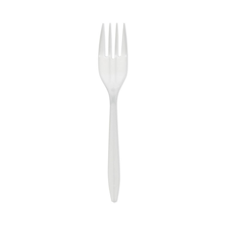 Pactiv Evergreen Fieldware Cutlery, Mediumweight Fork, Plastic, White, 1,000/Carton (PCTYFWFWCH)