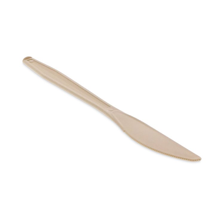 Pactiv Evergreen EarthChoice PSM Cutlery, Heavyweight Knife, Plastic, Tan, 1,000/Carton (PCTYPSMKTEC)