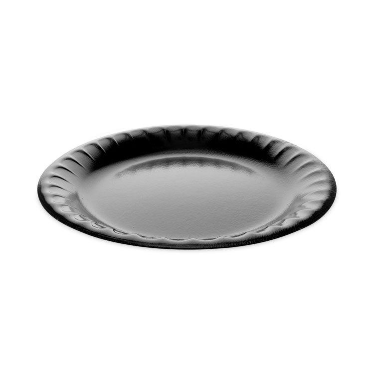 Pactiv Evergreen Placesetter Deluxe Laminated Foam Dinnerware, Plate, 9" dia, Black, 500/Carton (PCTYTKB00090000)