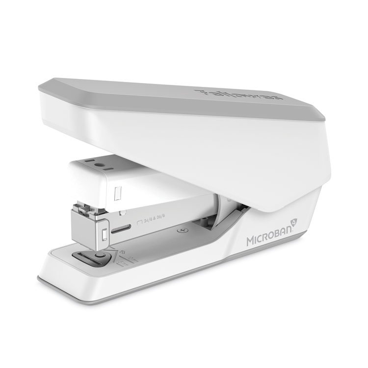 Fellowes LX840 EasyPress Half Strip Stapler with Antimicrobial Protection, 25-Sheet Capacity, White (FEL5011501)