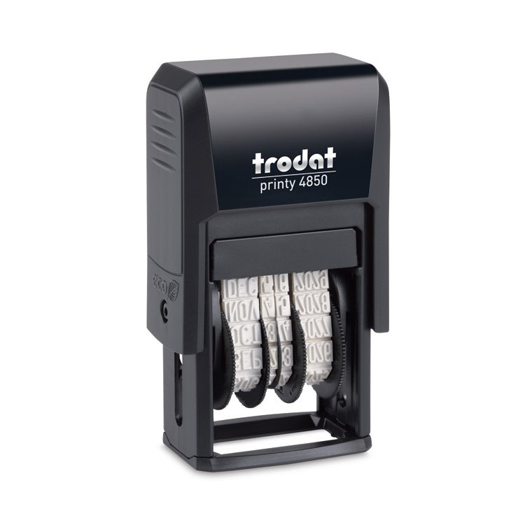 Trodat Printy Economy Micro 5-in-1 Date Stamp, Self-Inking, 1" x 0.75", Blue/Red (USSE4853L)