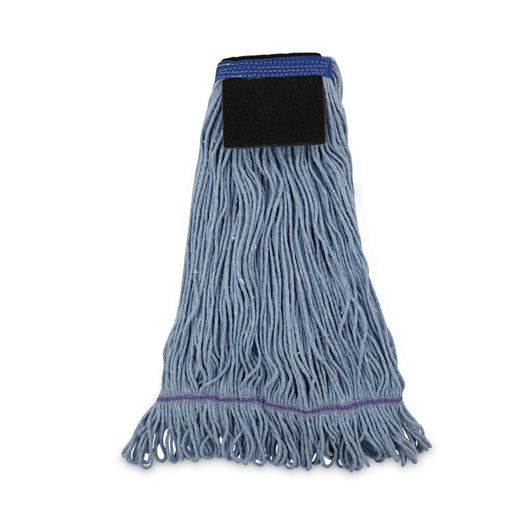 Boardwalk Mop Head, Loop-End, Cotton With Scrub Pad, Large, 12/Carton (BWK903BL)