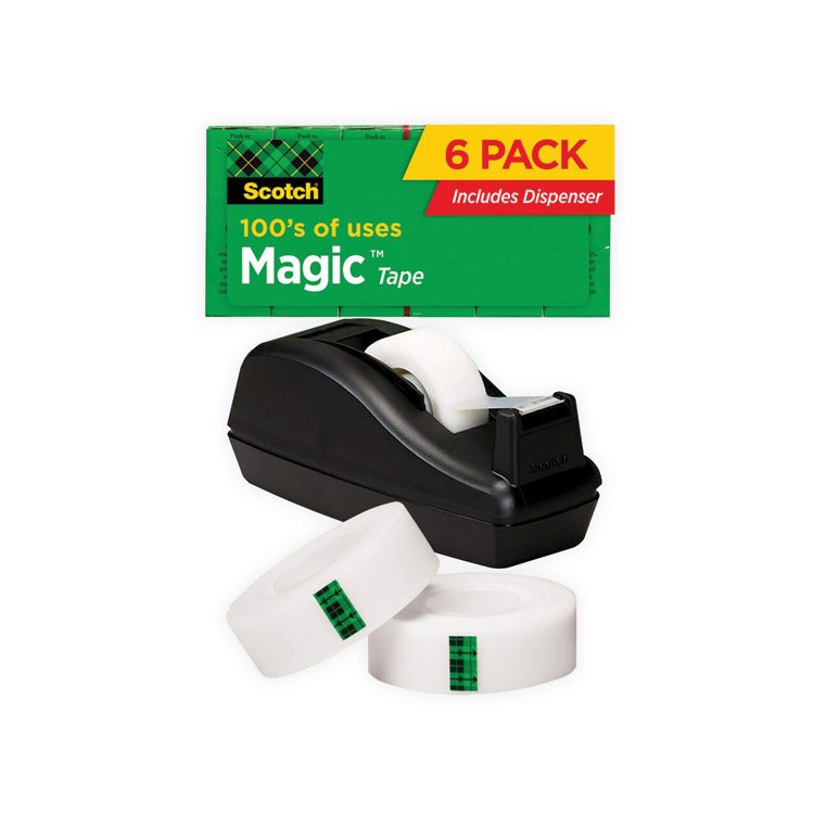 Scotch Magic Tape Desktop Dispenser Value Pack, 1" Core, 0.75" x 83.33 ft, Clear (MMM810C40BK)
