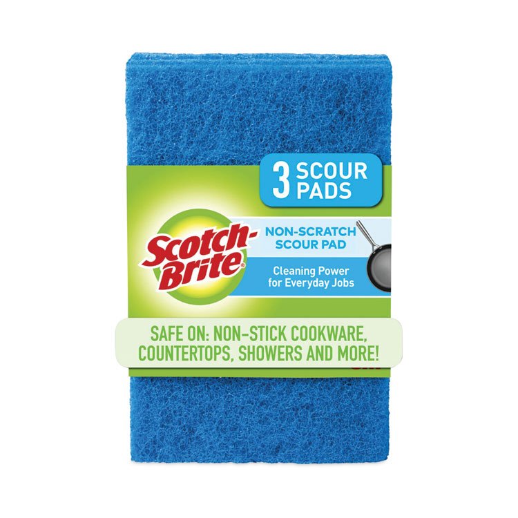 Scotch-Brite Non-Scratch Scour Pads, Size 3 x 6, Blue, 10/Carton (MMM62310)