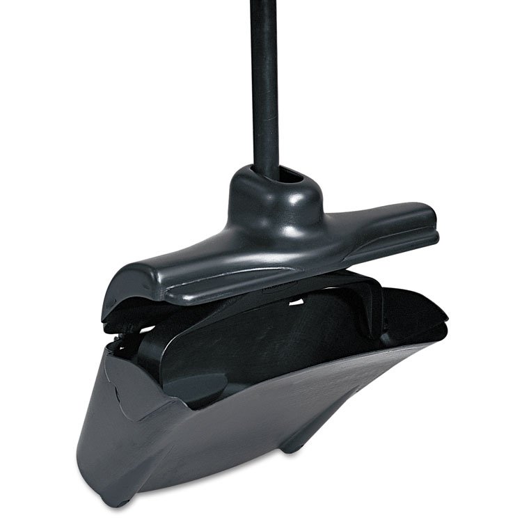 Rubbermaid Commercial Lobby Pro Upright Dustpan, with Cover, 12.5w x 37h, Plastic Pan/Metal Handle, Black (RCP253200BLA)