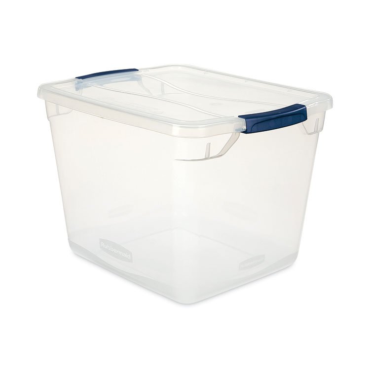 Rubbermaid Clever Store Basic Latch-Lid Container, 7.5 gal, 13.37" x 18.75" x 10.5", Clear (UNXRMCC300014)